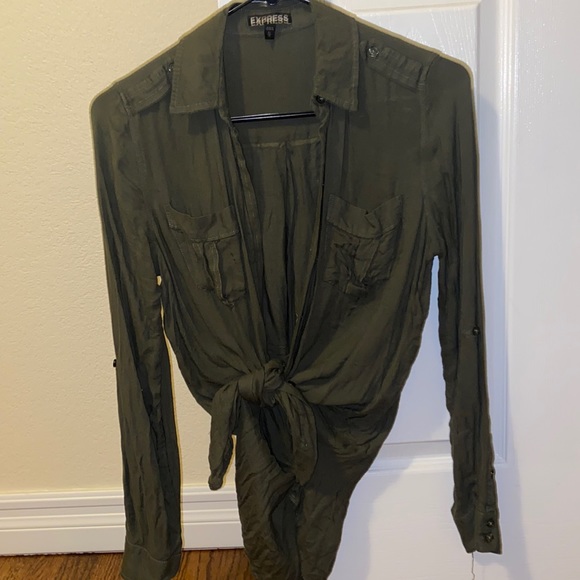 Army Green long sleeve button up. Can be worn various ways. - Picture 1 of 2